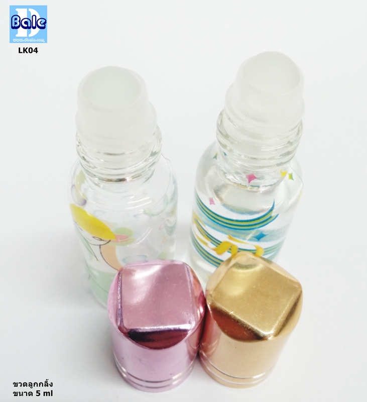 ขวดแก้ว ลายนางฟ้า กับริบบิ้น หัวลูกกลิ้ง LK04-5ml ..