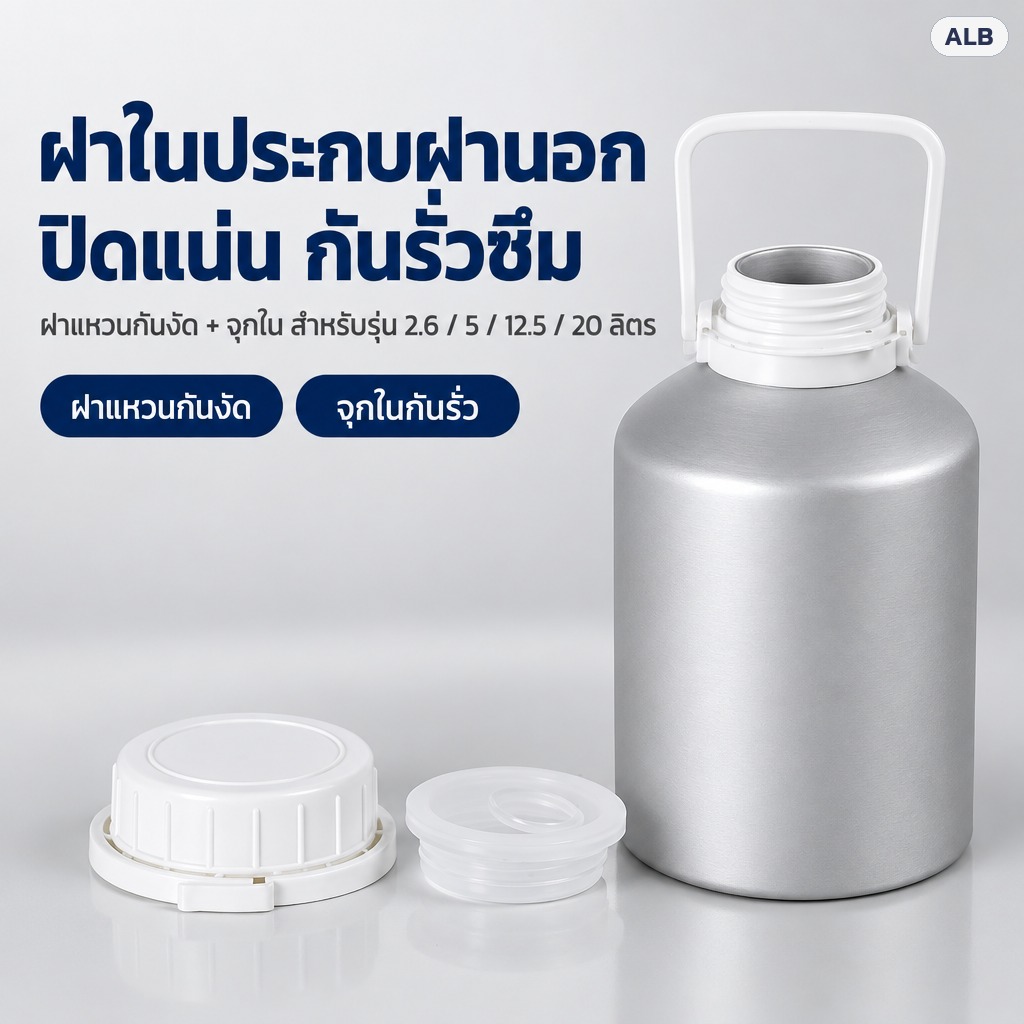 วิธีบรรจุและดูแลขวดอลูมิเนียม ปิด-เปิดฝาแหวนกันงัดและฝากด การจัดเก็บ การล้างนำกลับมาใช้ และตารางแก้ปัญหา