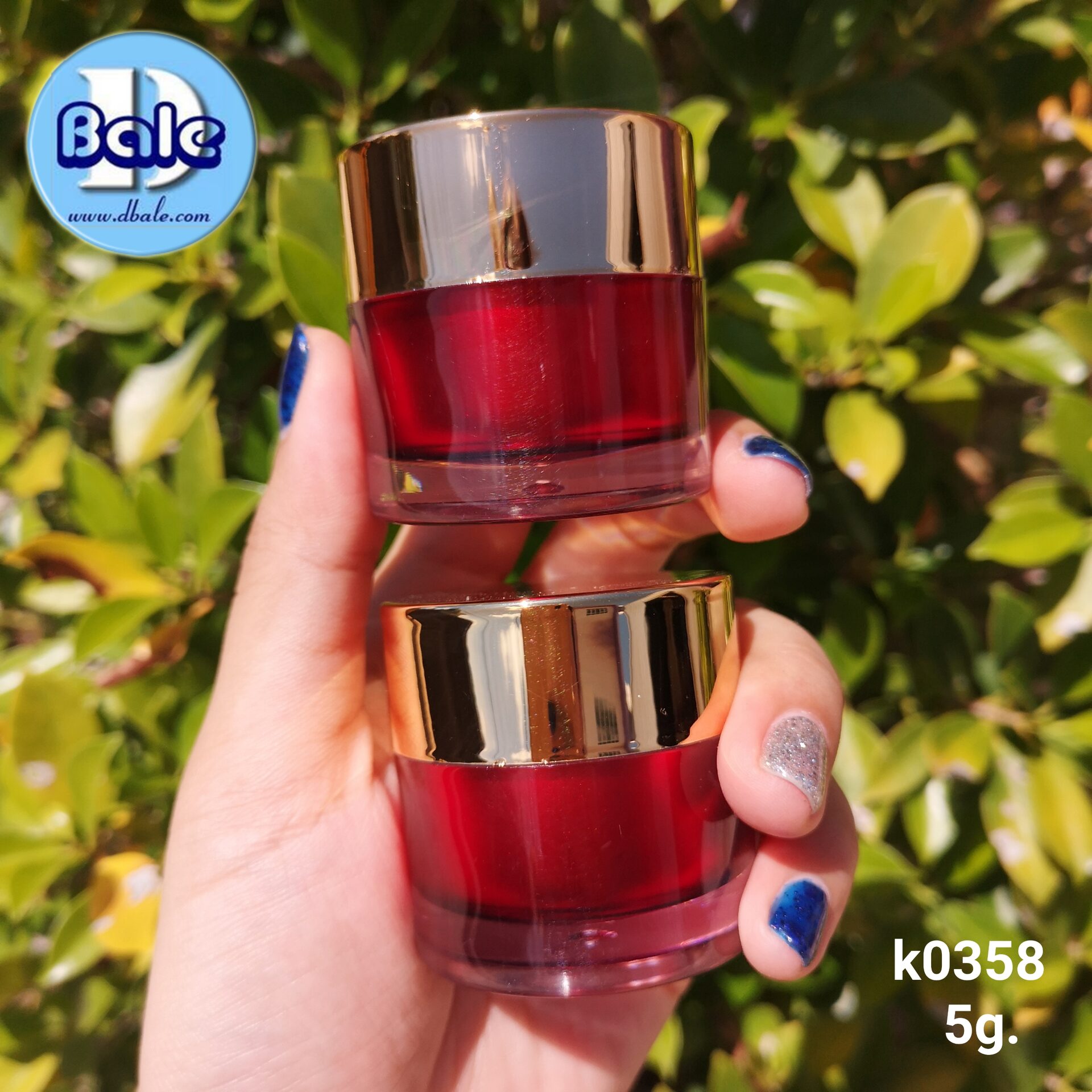 ขายส่งกระปุกครีม รุ่นk0358 5กรัม สีแดง ฝาทอง