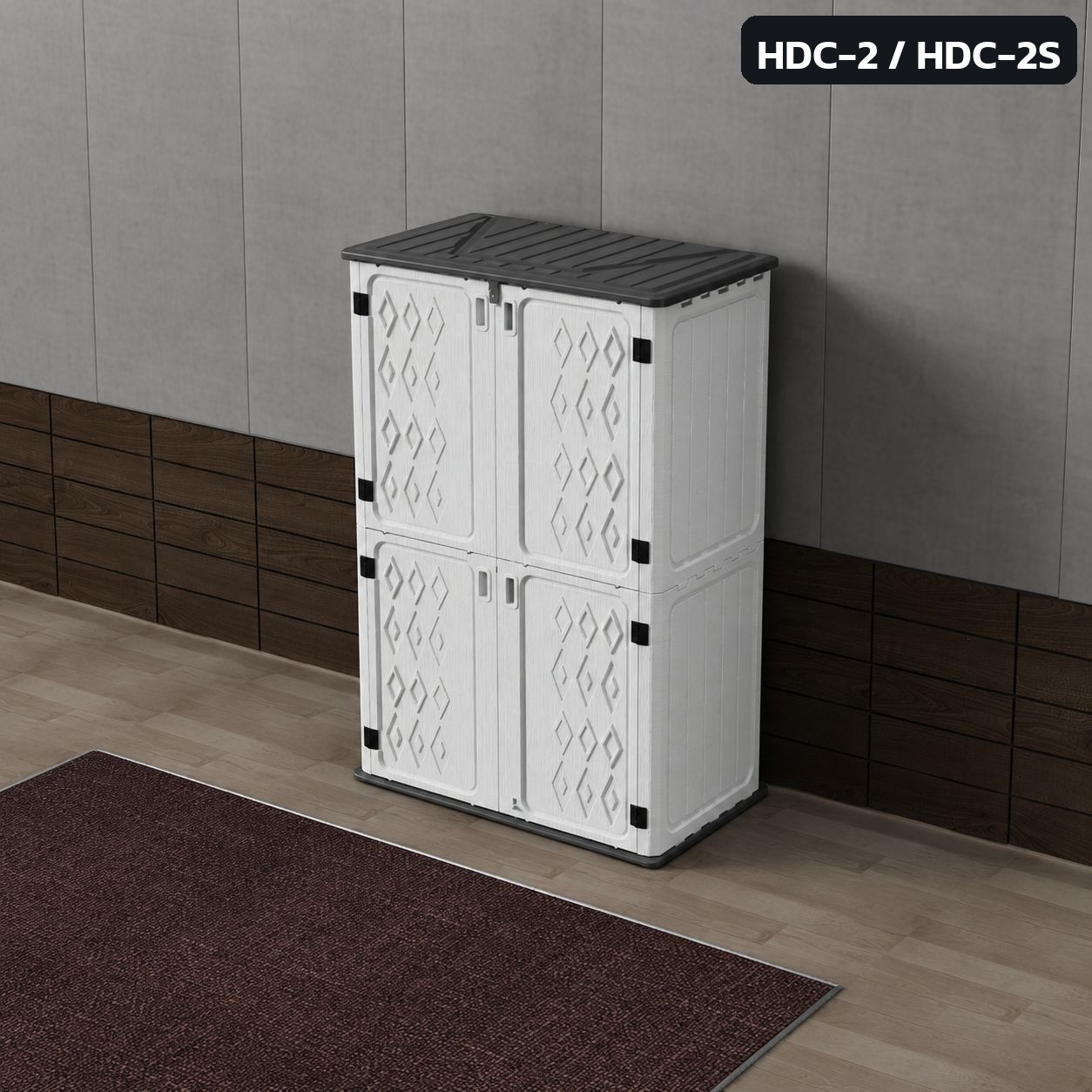 ภาพสินค้าจริง ตู้สองชั้น HDC-2 / HDC-2S มุมเฉียง เห็นหลังคาลาดไปด้านหลัง