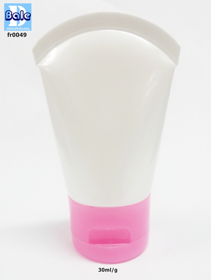 หลอดพลาสติกสีขาวมุก ก้นโค้ง ขนาด 30 ml/g fr0049 pink