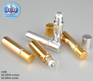 LK-05ml uv ขวดแก้วลูกกลิ้งเคลืองทองเงา/เงินเงา UV 5ml 15mm*60mm