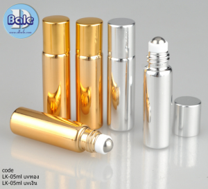 LK-05ml uv ขวดแก้วลูกกลิ้งเคลืองทองเงา/เงินเงา UV 5ml 15mm*60mm